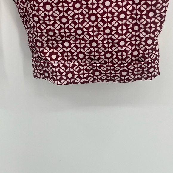 J Crew 6 Burgundy Cream Geometric Pattern Pull On Pants - Picture 8 of 10